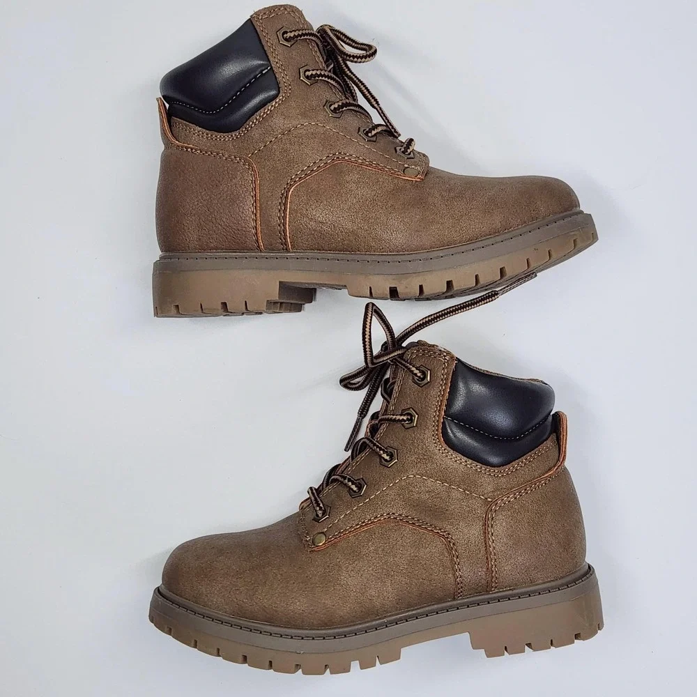 Eddie Bauer Boots Kids Size 12 Brown Hason Winter Combat Lace Up Ankle Lug Sole